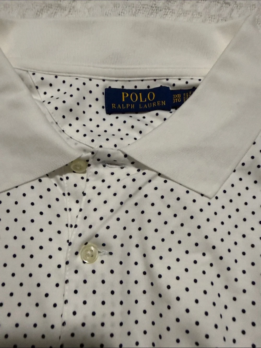 Polo by Ralph Lauren White Polo with Navy Micro Dots